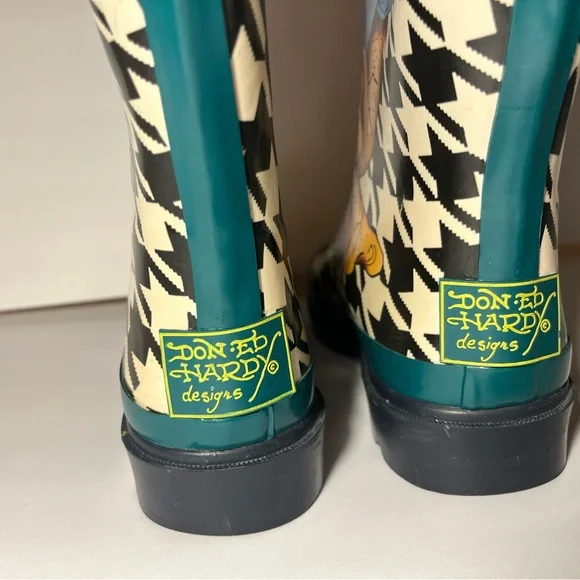 Ed Hardy Rain Boots size 6 *missing laces* - Picture 6 of 7